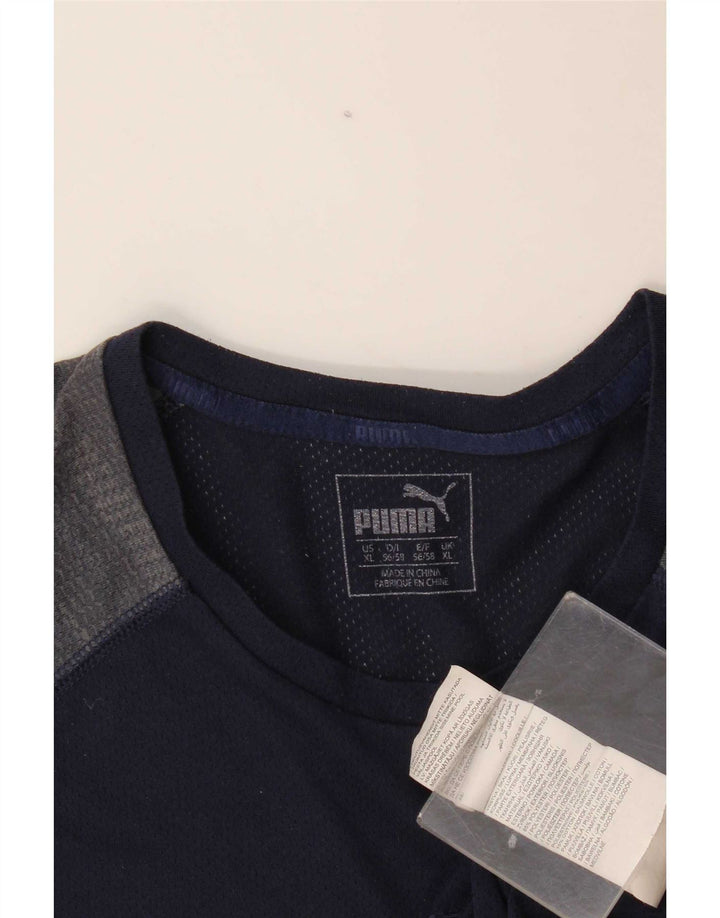 T-shirt da uomo Puma Top XL blu navy in poliestere color block