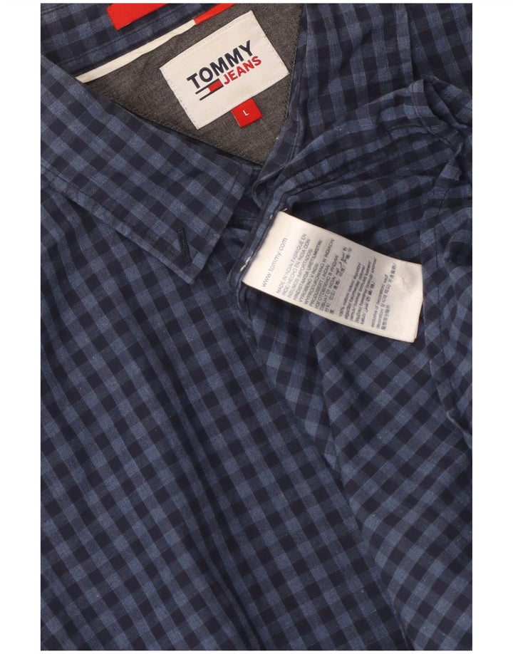 Tommy Hilfiger Camicia da uomo dalla vestibilità regolare, grande, in cotone a quadretti blu navy
