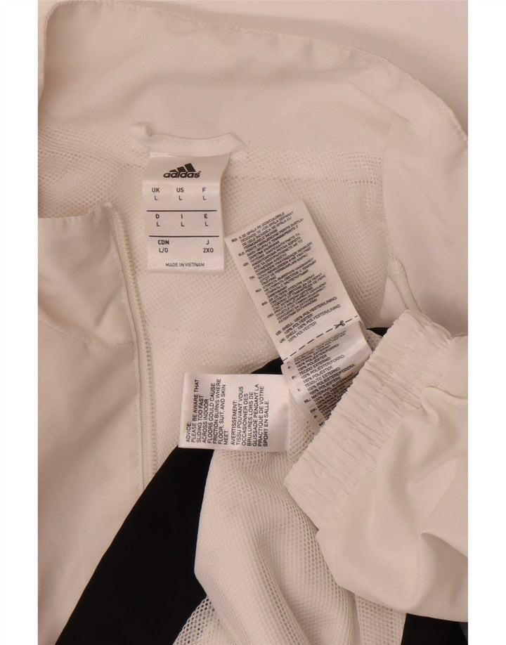 Adidas Giacca da uomo con grafica grafica, giacca grande, poliestere color block bianco