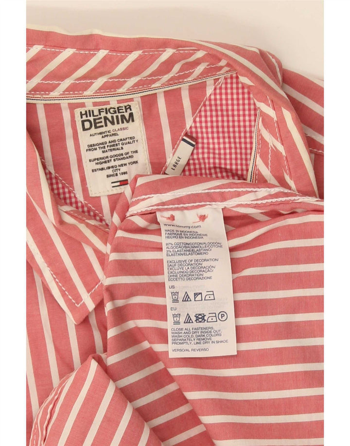 Camicia da uomo Tommy Hilfiger Large a righe rosse in cotone