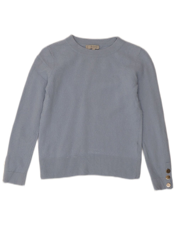 Maglione da donna Hobbs con scollo a barchetta corto UK 6 XS lana blu