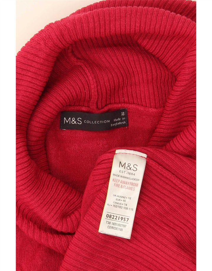 Maglione maglione a collo alto da uomo Marks & Spencer UK 18 XL Acrilico rosso