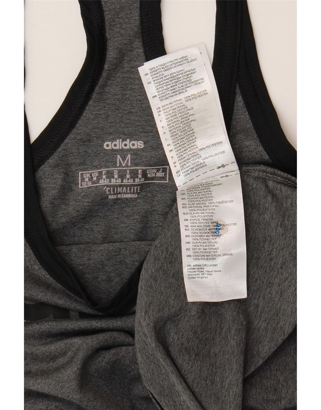 Canotta grafica ADIDAS da donna Climalite UK 12/14 Poliestere grigio medio