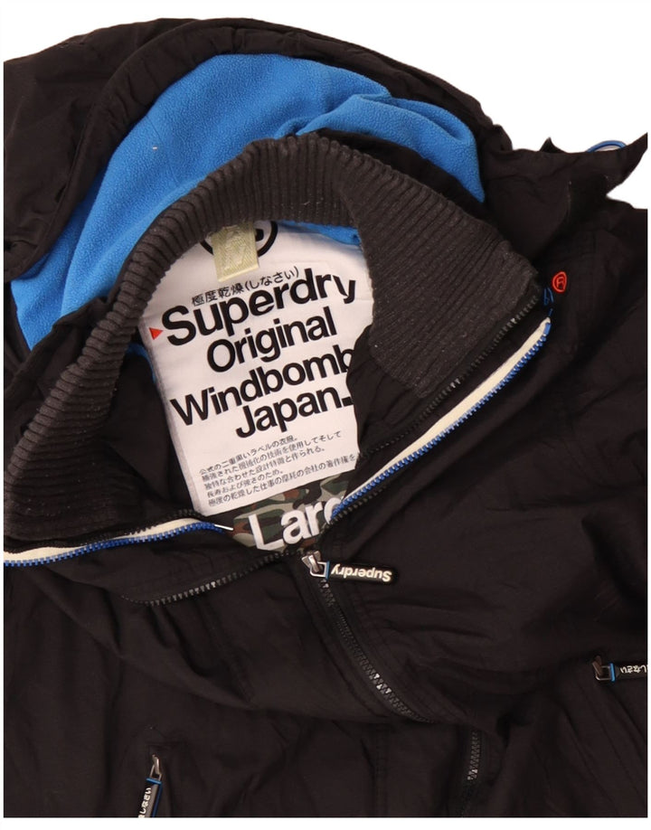 Giacca a vento da uomo con cappuccio Windbomber Superdry UK 40 grande nera