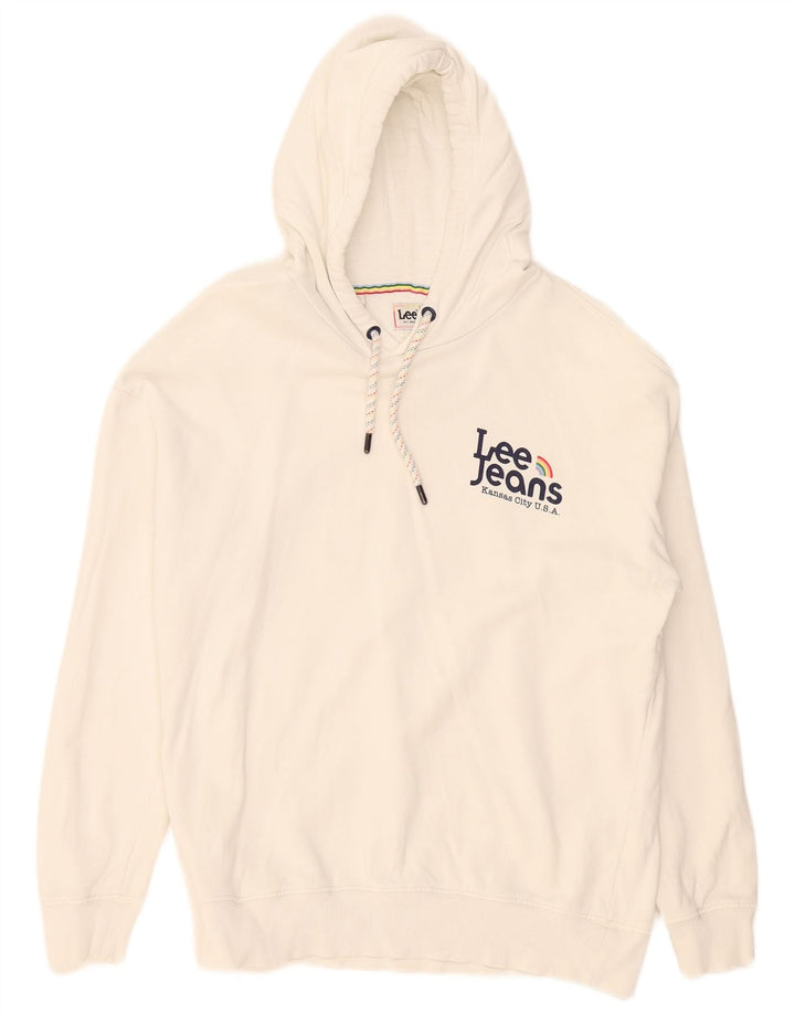 Maglione con cappuccio grafico da uomo Lee piccolo bianco