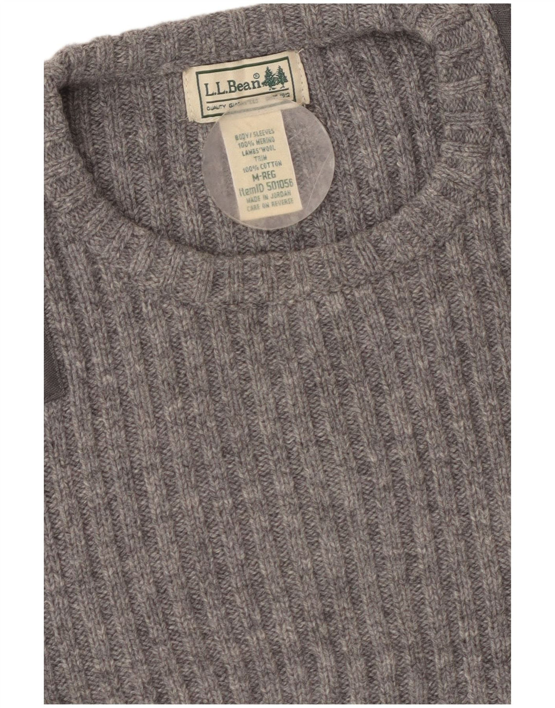 Maglione maglione girocollo da donna L.L.BEAN UK 12 Cotone grigio medio
