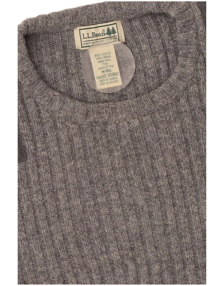 Maglione maglione girocollo da donna L.L.BEAN UK 12 Cotone grigio medio