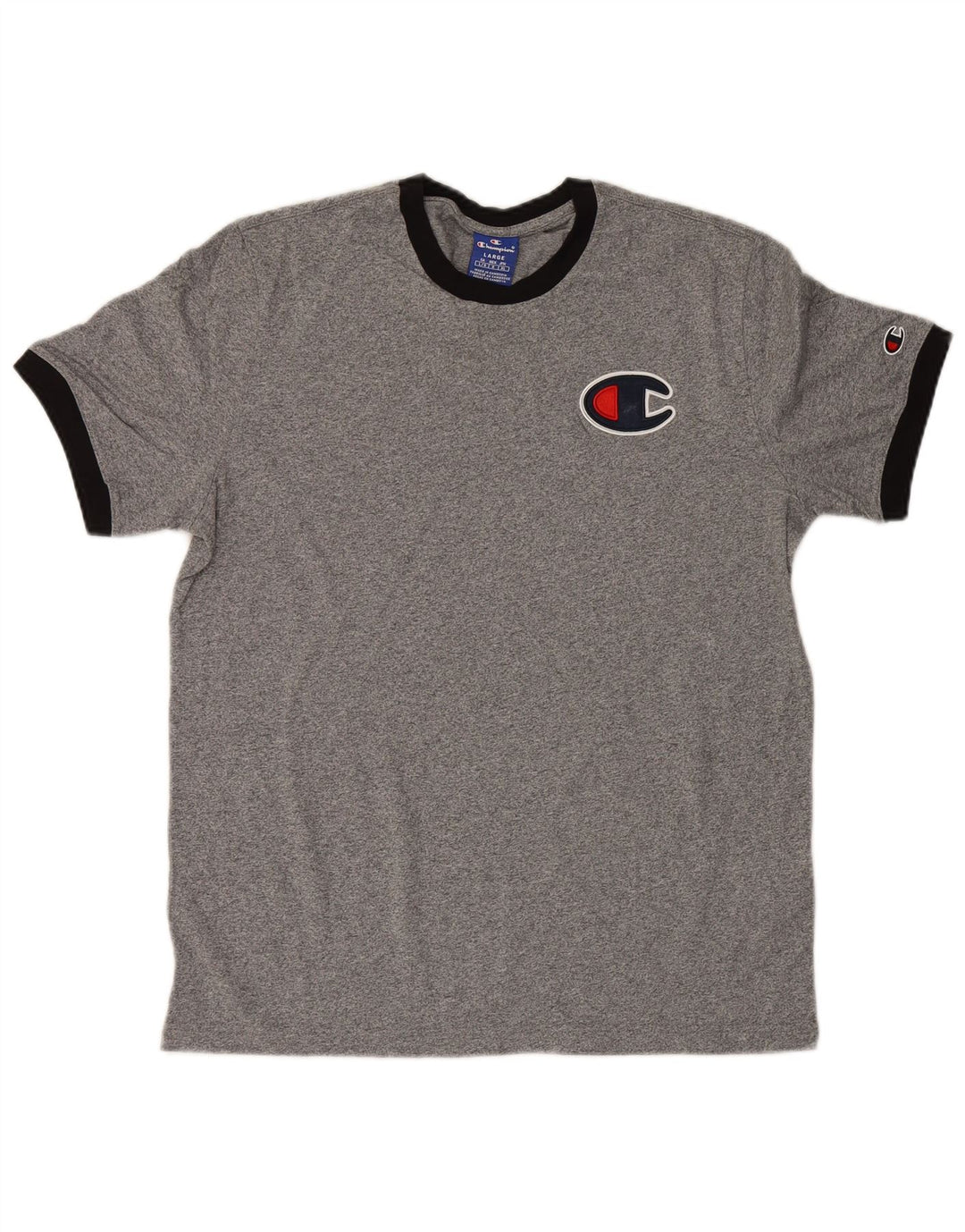 T-shirt grafica da uomo Champion Top grande in cotone chiazzato grigio