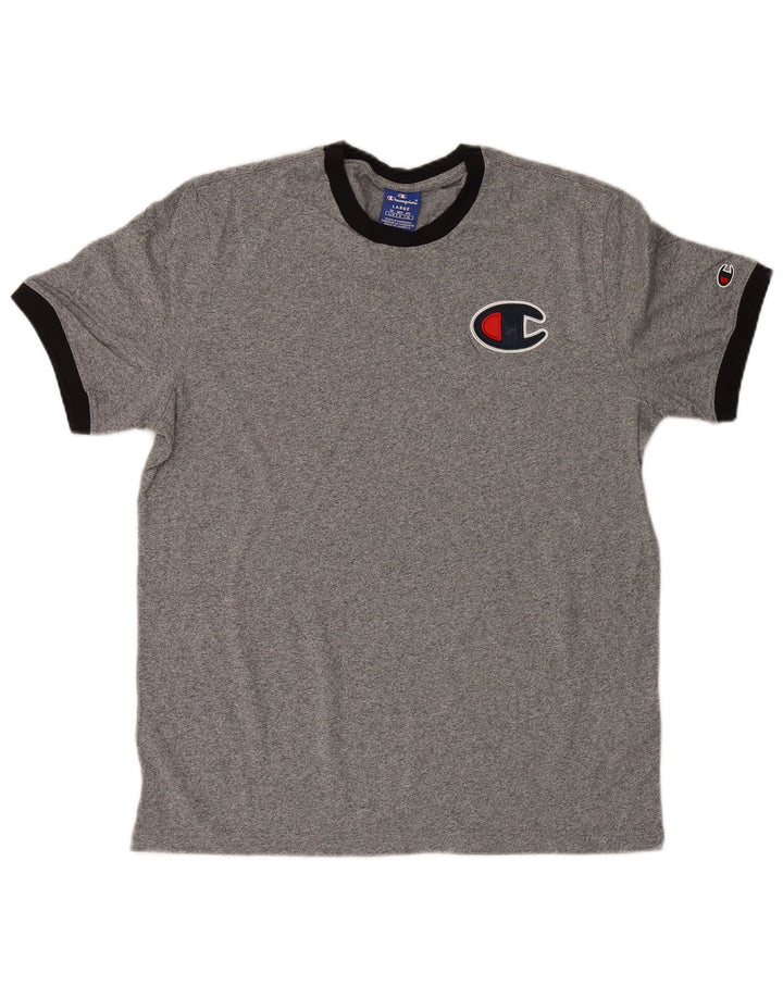 T-shirt grafica da uomo Champion Top grande in cotone chiazzato grigio