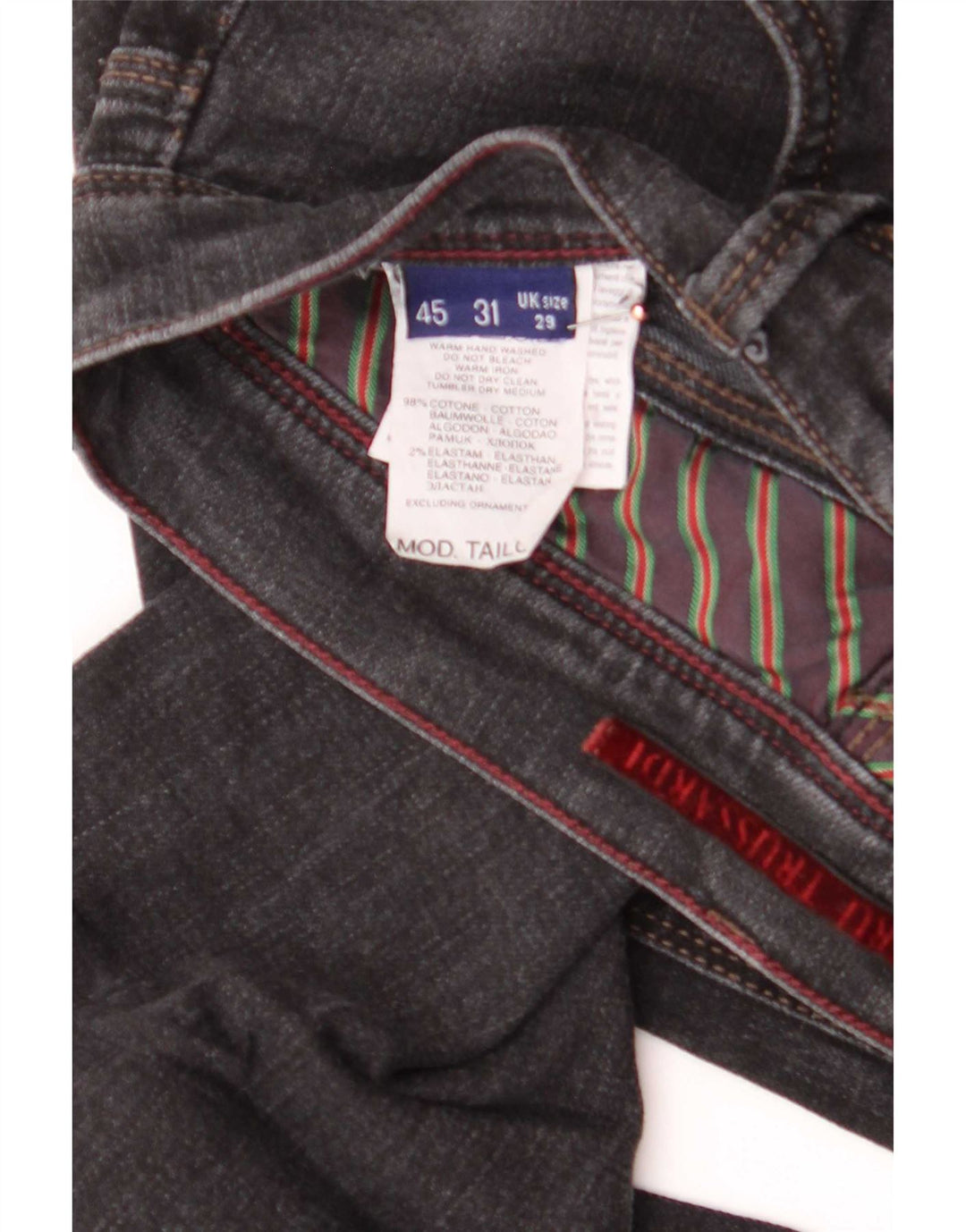 Jeans Straight Uomo Trussardi W29 L32 Cotone Grigio