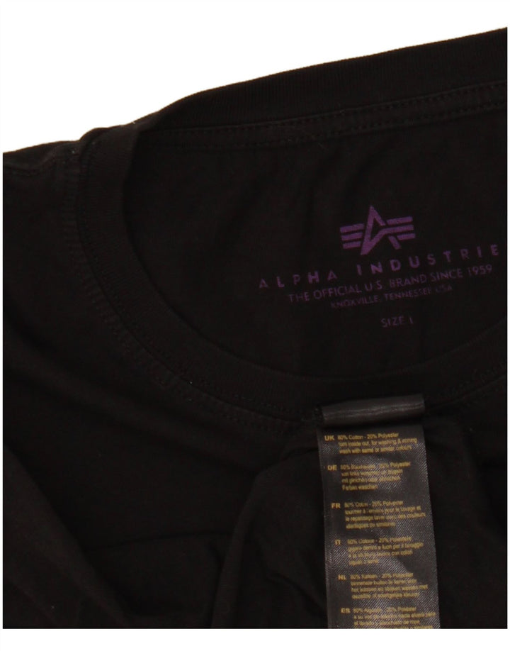 T-shirt grafica da uomo Alpha Industries Top grande in cotone nero
