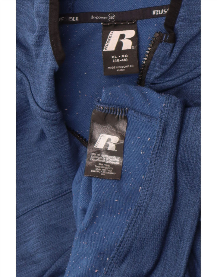 Maglione con cappuccio e zip da uomo Russell Athletic XL in poliestere color block blu