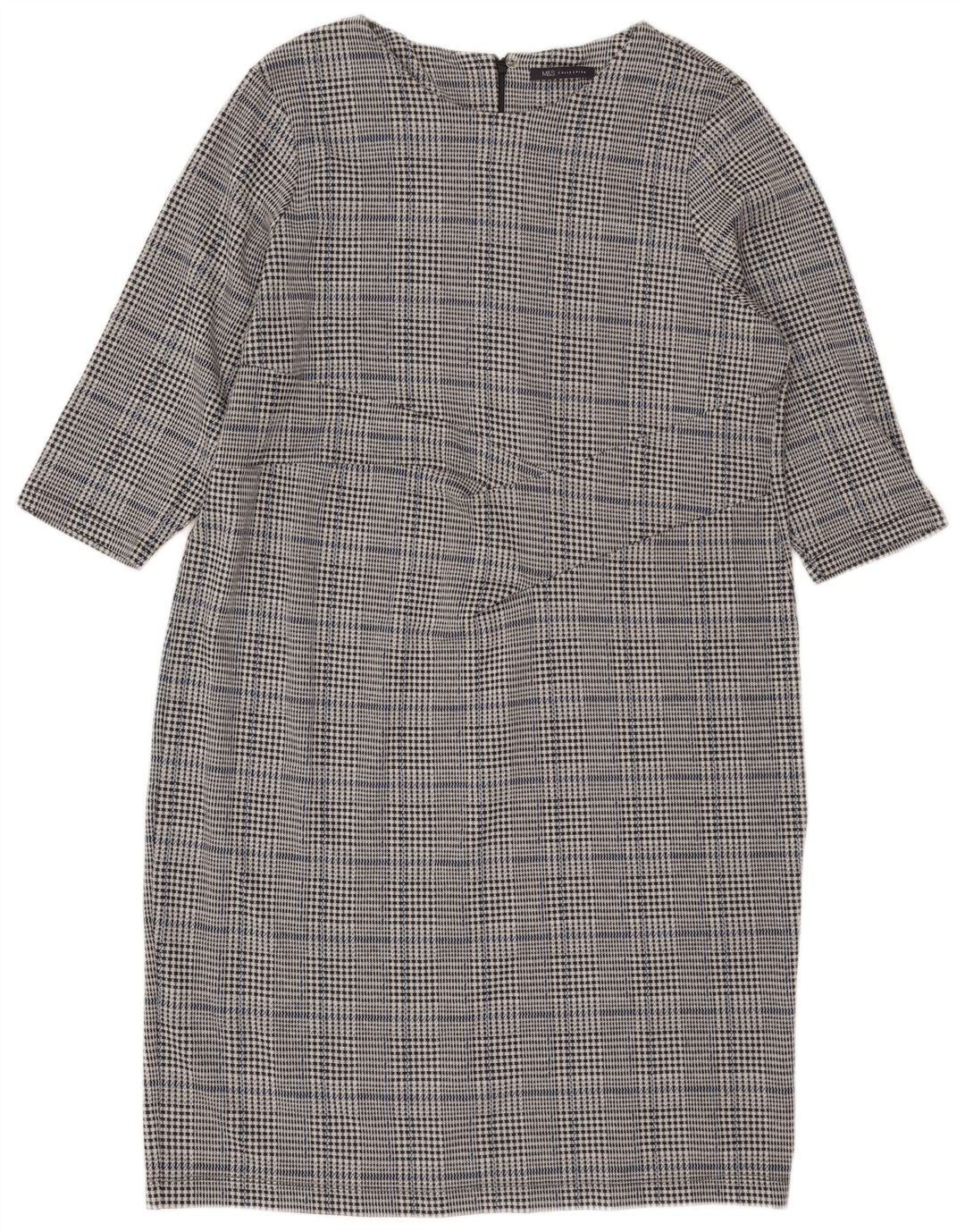 Abito a trapezio con maniche a 3/4 da donna Marks & Spencer UK 22 3XL grigio a quadri