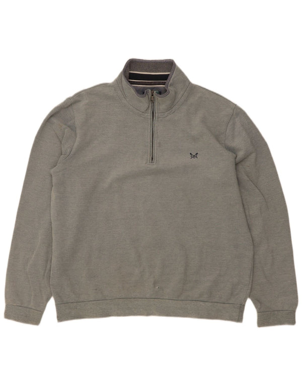 Crew Clothing Felpa con collo con zip da uomo Maglione grande in cotone grigio