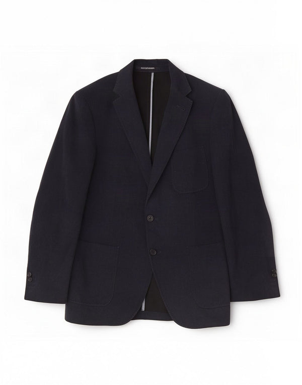 Giacca blazer da uomo a 2 bottoni Henry Cottons IT 50 grande in cotone blu navy