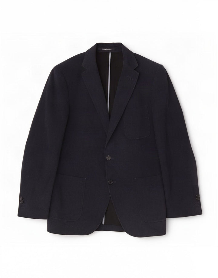 Giacca blazer da uomo a 2 bottoni Henry Cottons IT 50 grande in cotone blu navy