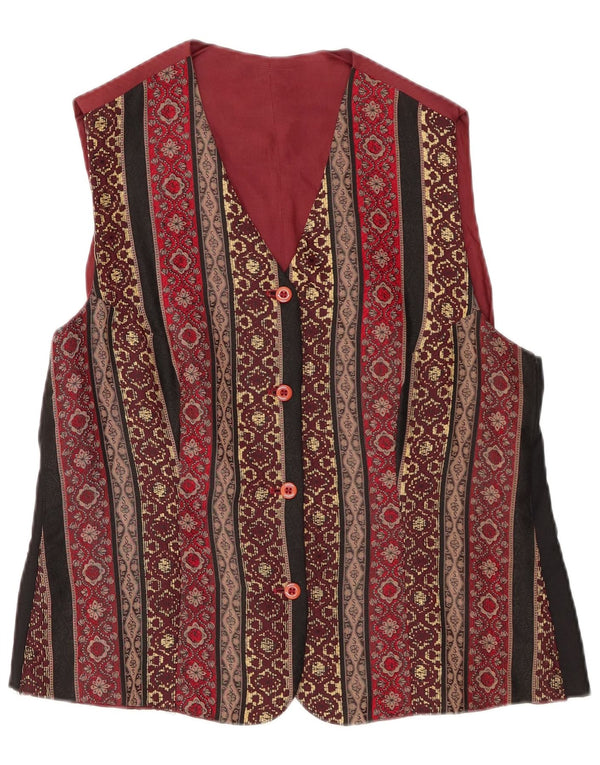 Gilet da donna vintage UK 16 grande bordeaux Paisley