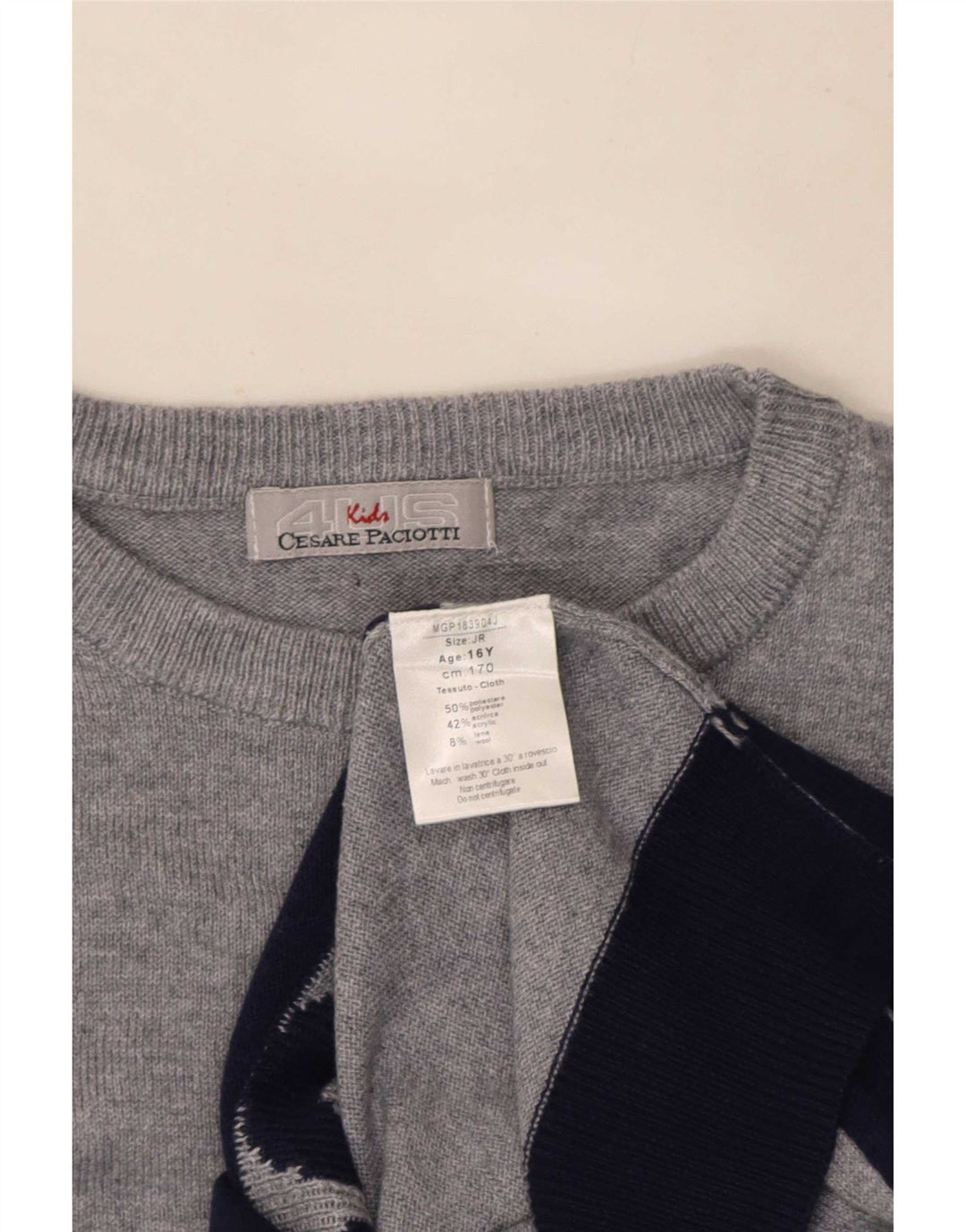 Maglione maglione girocollo da ragazzo Cesare Paciotti 4US 15-16 anni Grigio