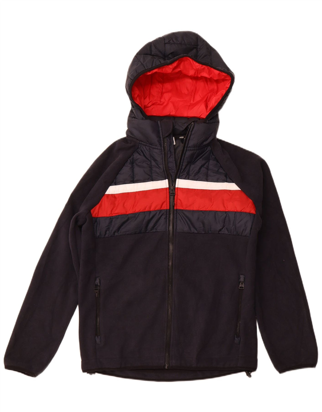 Giubbotto bomber con cappuccio da uomo SUPERDRY UK 38 Medium Blu Navy Colourblock