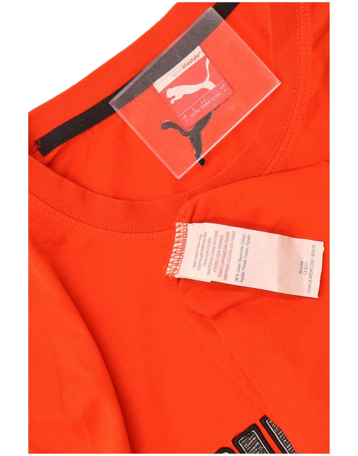 T-shirt grafica da uomo Puma Top Large in cotone arancione
