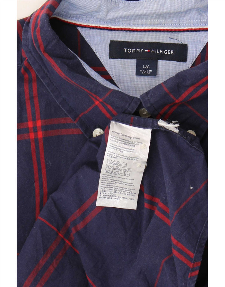 Camicia da uomo Tommy Hilfiger grande cotone a quadri blu navy