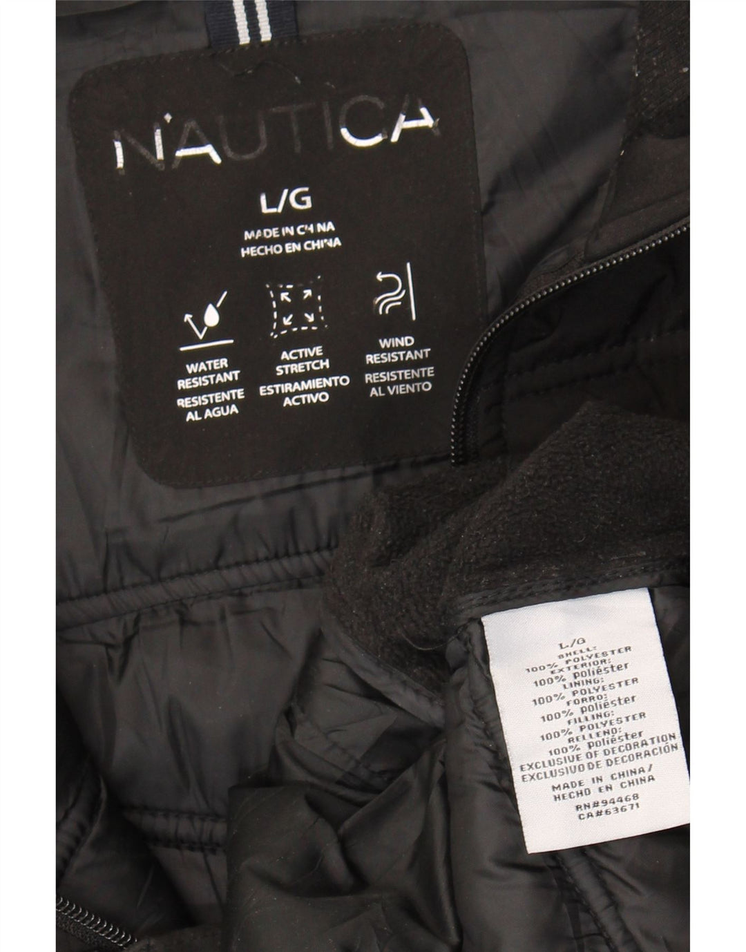NAUTICA Mens Padded Jacket UK 40 Large Black Polyester Vintage Nautica and Second-Hand Nautica from Messina Hembry 