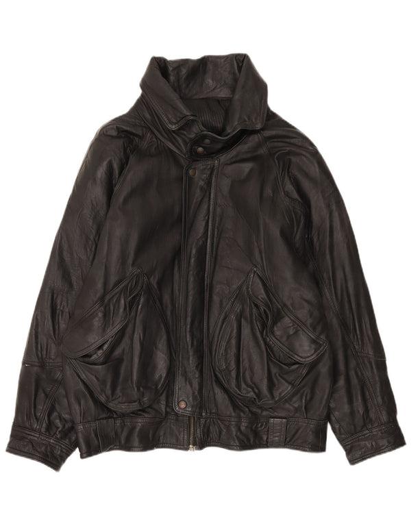 Giacca in pelle vintage da uomo UK 42 XL in pelle nera