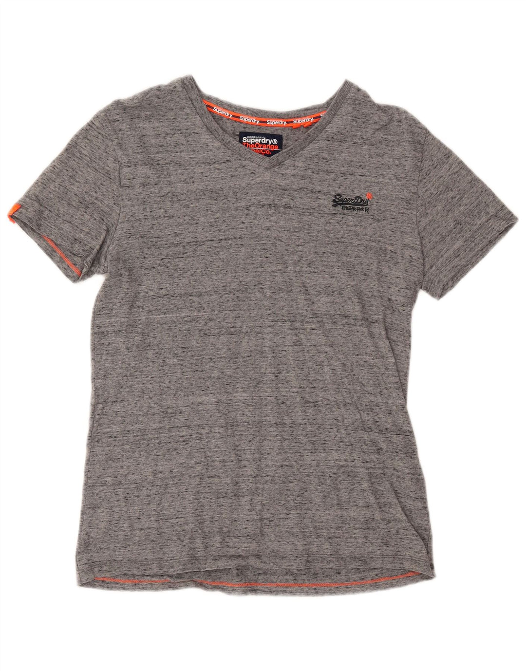 T-shirt da uomo SUPERDRY Top piccolo in cotone chiazzato grigio