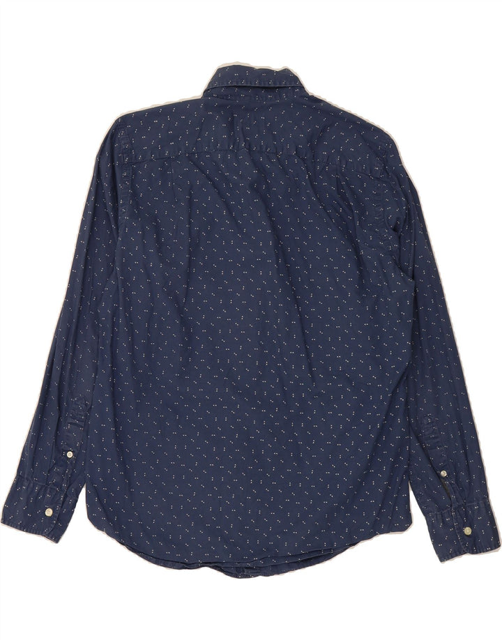 J. CREW Mens Shirt Medium Navy Blue Spotted Cotton Vintage J. Crew and Second-Hand J. Crew from Messina Hembry 
