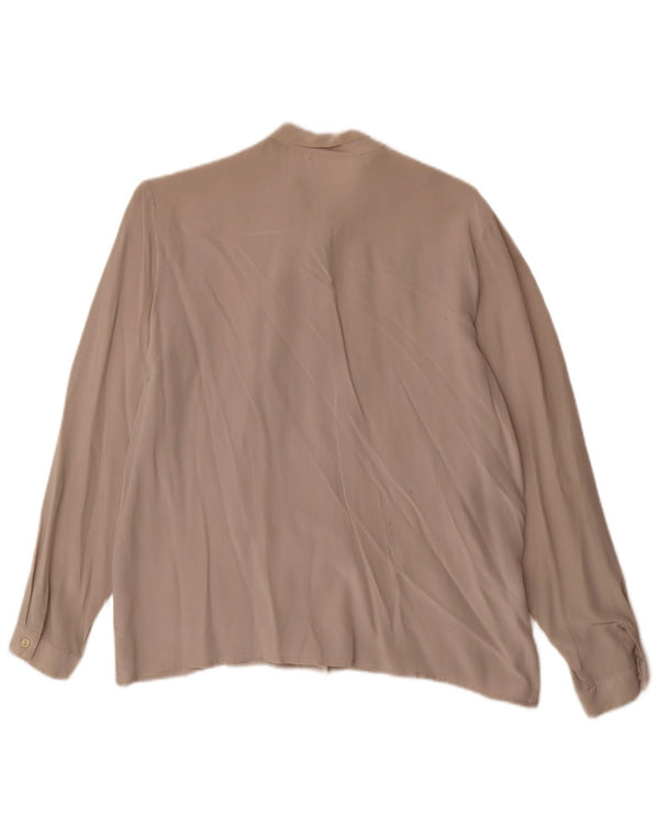 Camicetta vintage da donna con cravatta sul davanti IT 44 Seta grigio medio