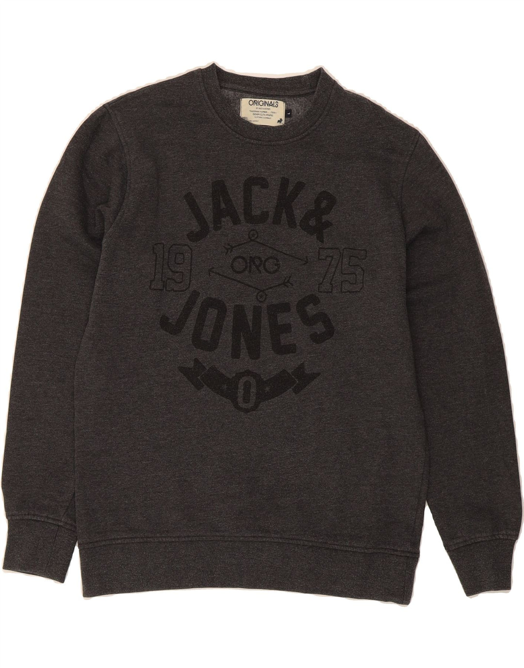 JACK & JONES Mens Graphic Sweatshirt Jumper Large Grey Cotton Vintage Jack & Jones and Second-Hand Jack & Jones from Messina Hembry 
