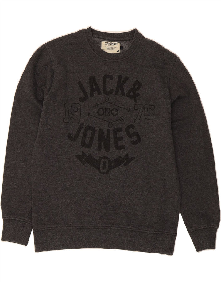 JACK & JONES Mens Graphic Sweatshirt Jumper Large Grey Cotton Vintage Jack & Jones and Second-Hand Jack & Jones from Messina Hembry 