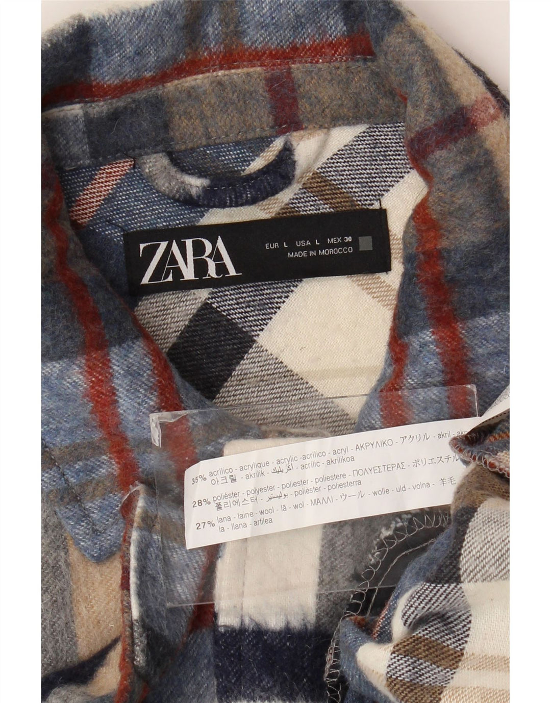 ZARA Camicia da Donna in Flanella Overshirt UK 16 Grande Plaid Multicolore