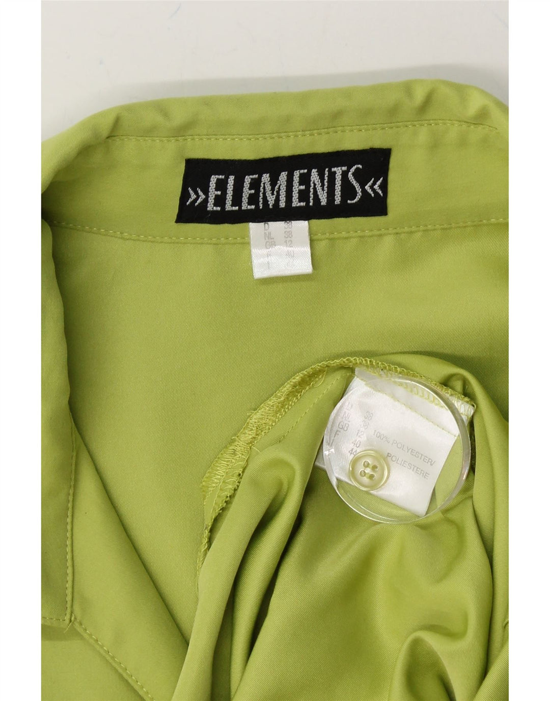 ELEMENTS Womens 3/4 Sleeve Shirt Blouse UK 12 Medium Green Polyester Vintage Elements and Second-Hand Elements from Messina Hembry 