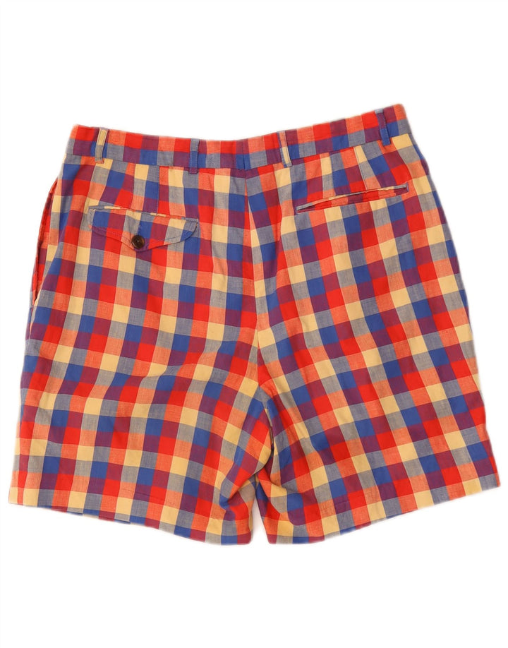 PENINSULA Pantaloncini chino da uomo medi W30 in cotone a quadretti multicolore