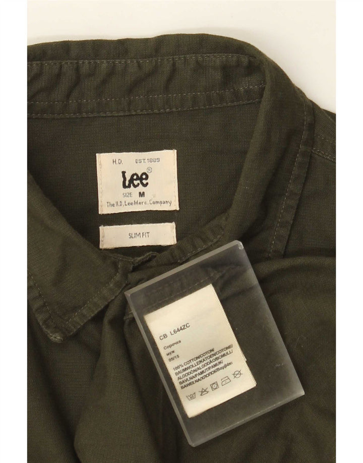 Camicia slim fit da uomo Lee in cotone kaki medio