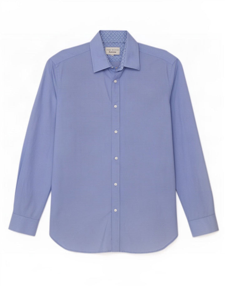 Camicia da uomo Ted Baker taglia 16 grande cotone maculato blu