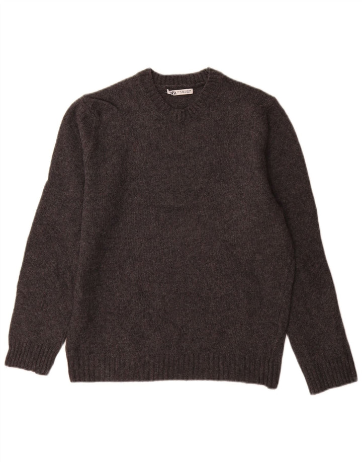Maglione girocollo da uomo Zara piccolo in lana grigia