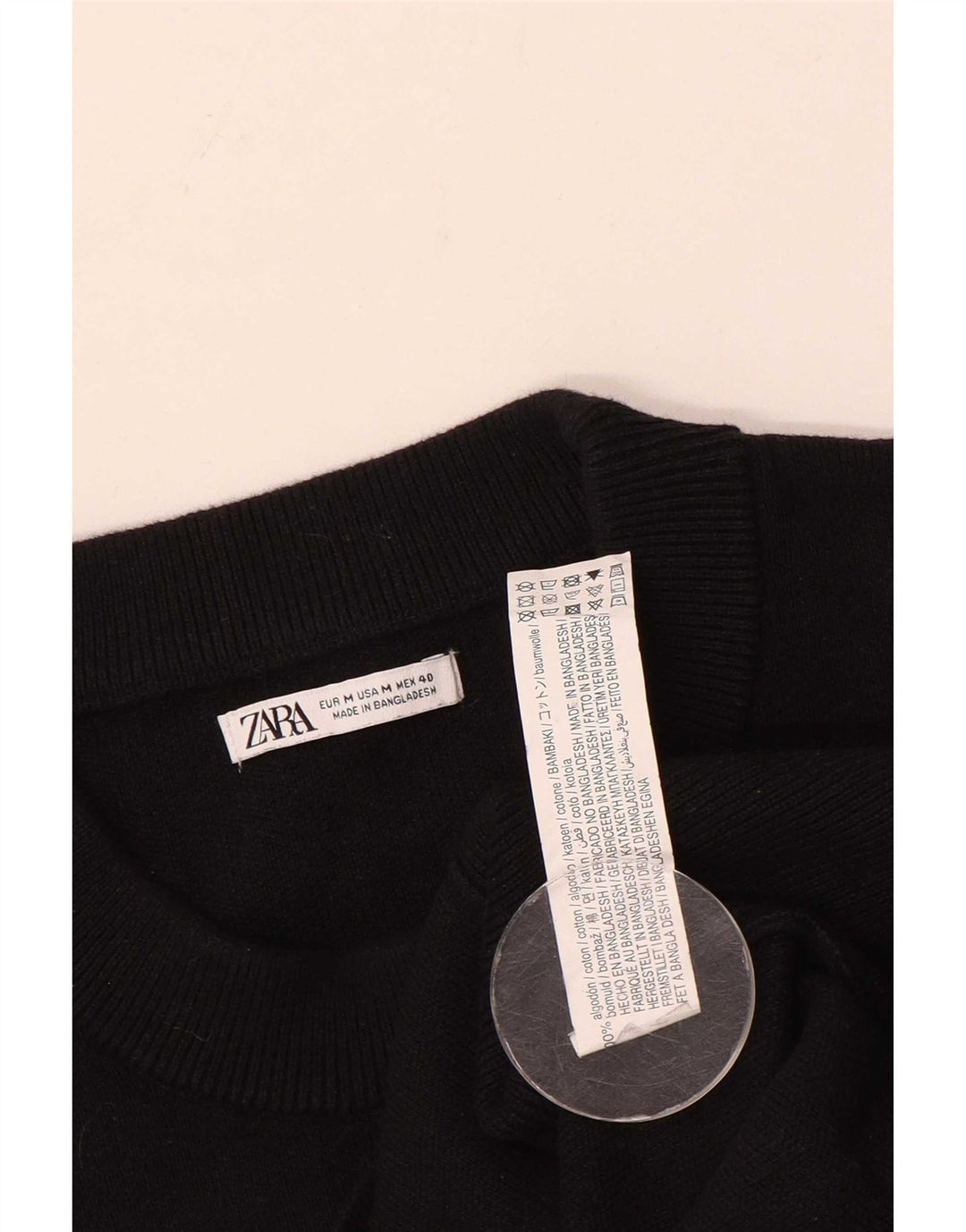 Maglione maglione girocollo da uomo Zara in cotone nero medio
