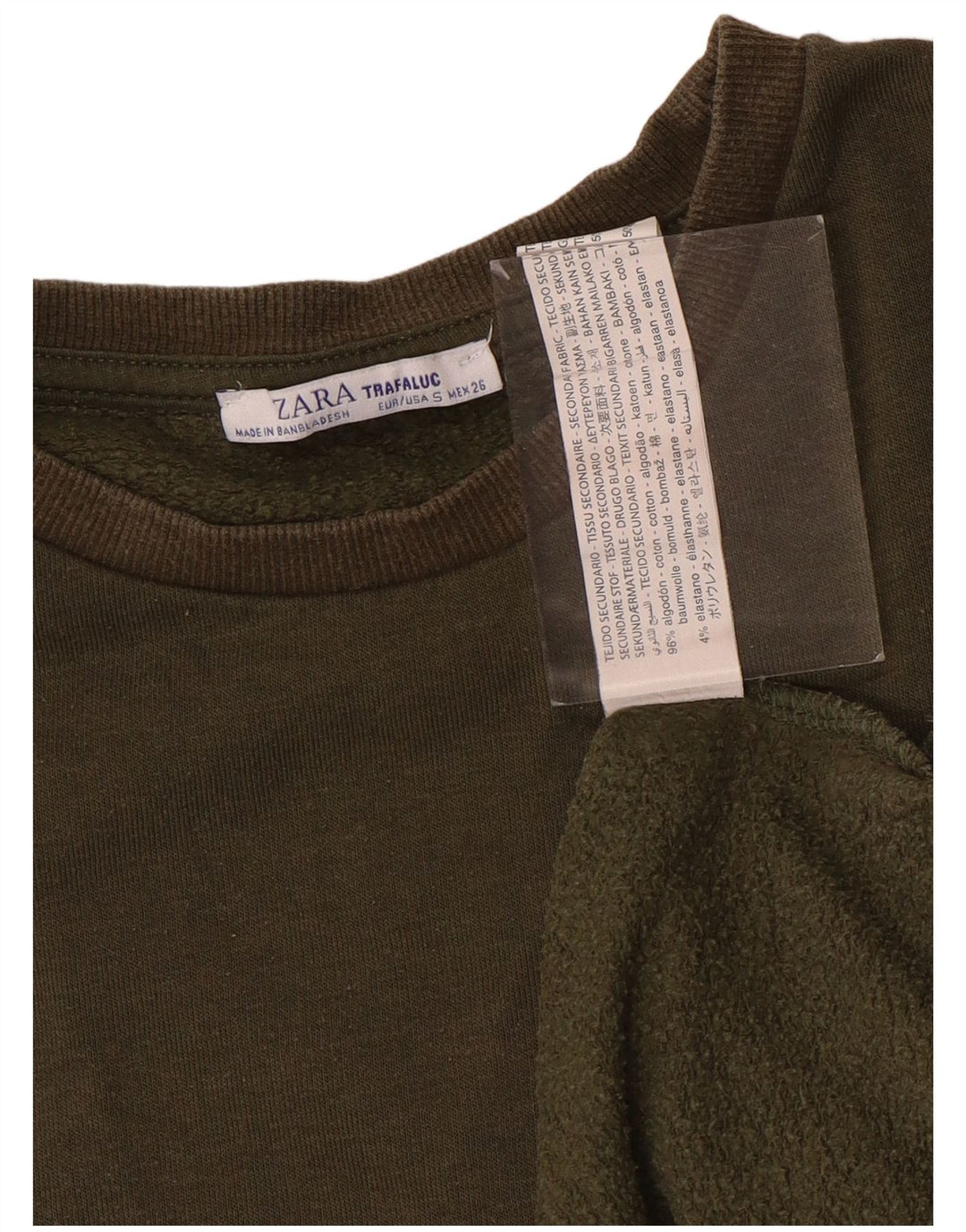 Felpa oversize da donna Zara, maglione UK 10, piccolo cotone kaki