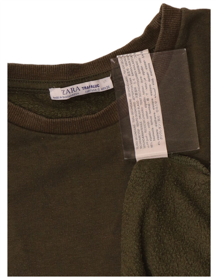 Felpa oversize da donna Zara, maglione UK 10, piccolo cotone kaki
