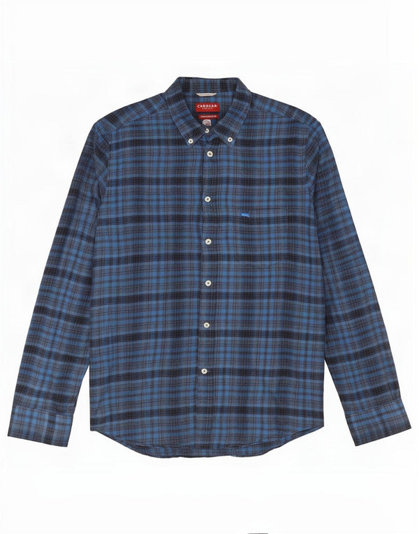 Carrera Camicia da uomo in flanella vestibilità regolare, grande cotone a quadri blu navy