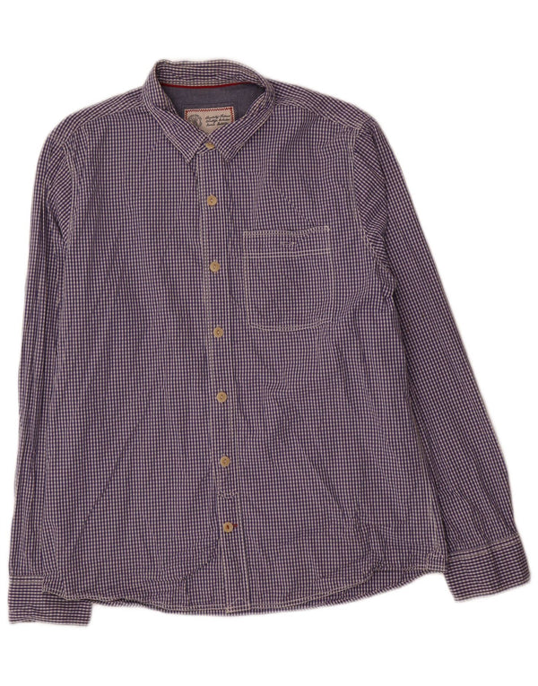 Camicia da uomo Fat Face Large in cotone a quadretti blu