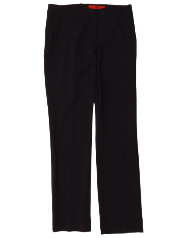 Pantaloni da abito dritti da donna Hugo Boss UK 6 XS W28 L30 Lana blu navy