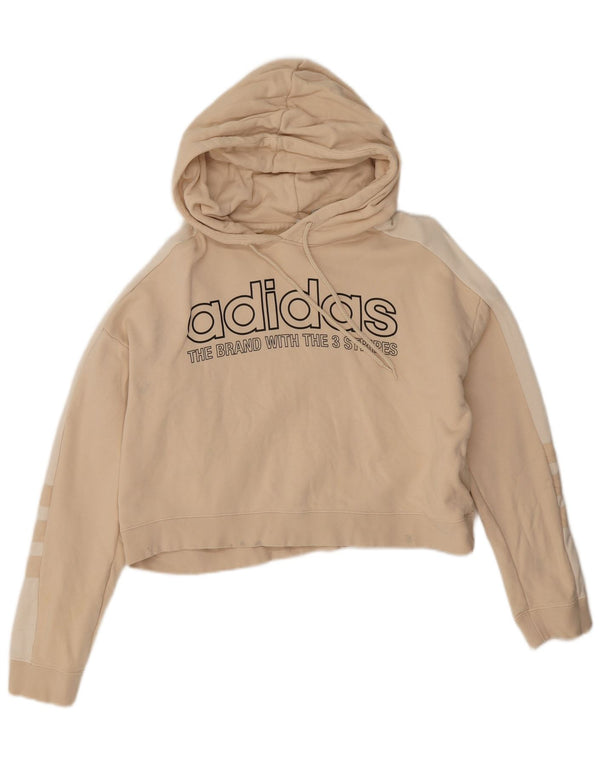 Felpa con cappuccio corta oversize da donna Adidas UK 10 Small Beige Colourblock