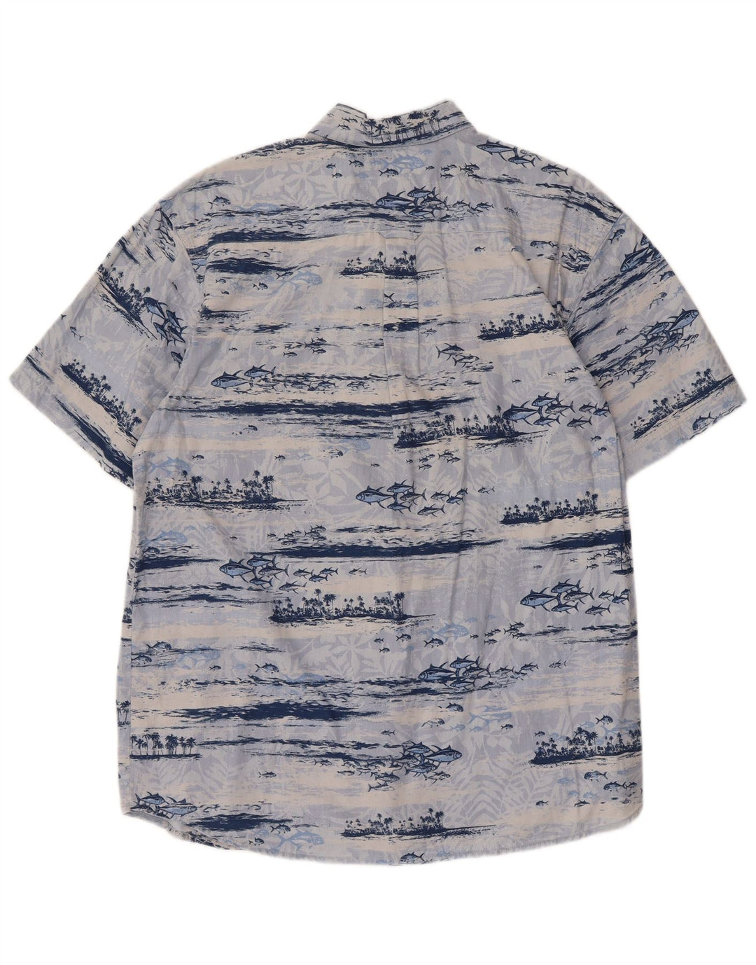 Camicia a maniche corte da uomo Columbia con motivo astratto in cotone blu medio