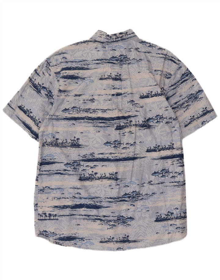 Camicia a maniche corte da uomo Columbia con motivo astratto in cotone blu medio