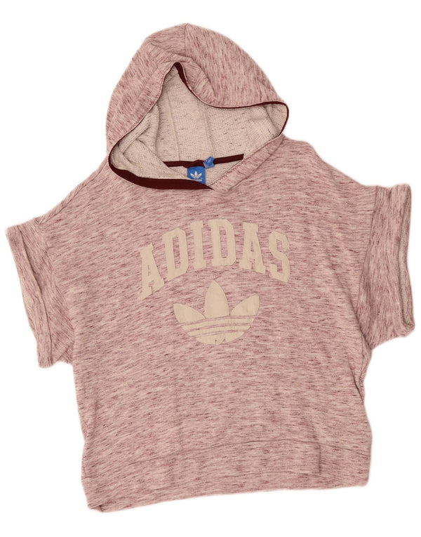 Maglione con cappuccio oversize a maniche corte da donna ADIDAS UK 8 piccolo bordeaux