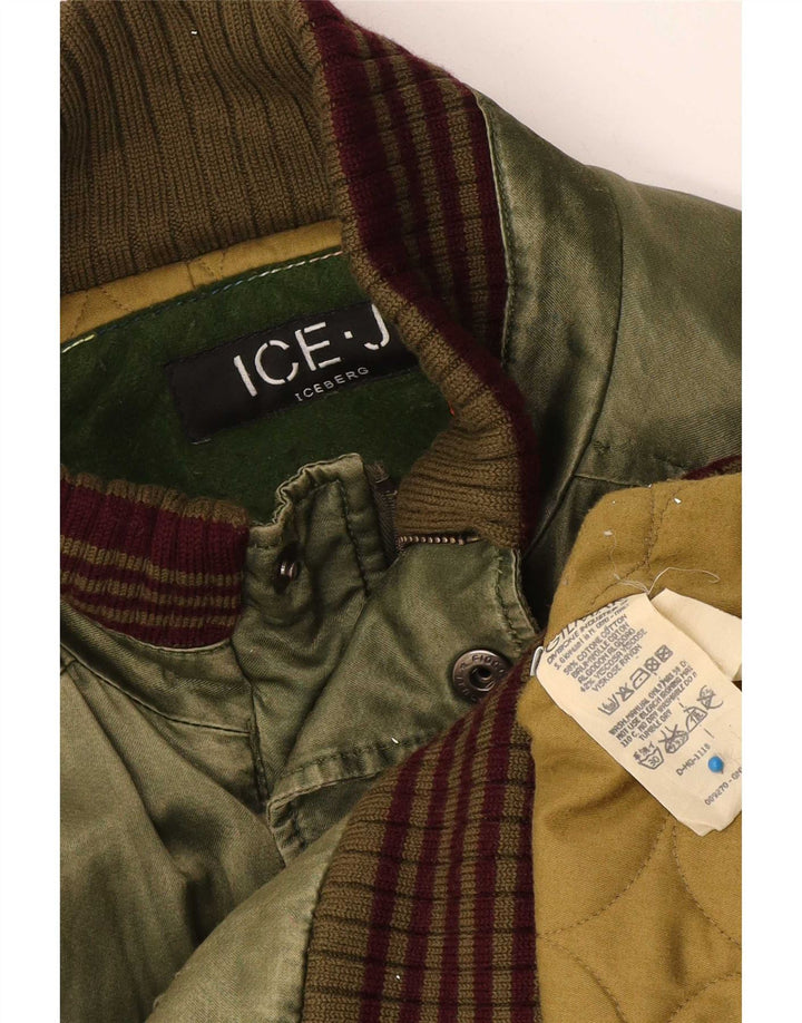 Giacca bomber grafica da uomo Iceberg UK 42 XL cotone verde