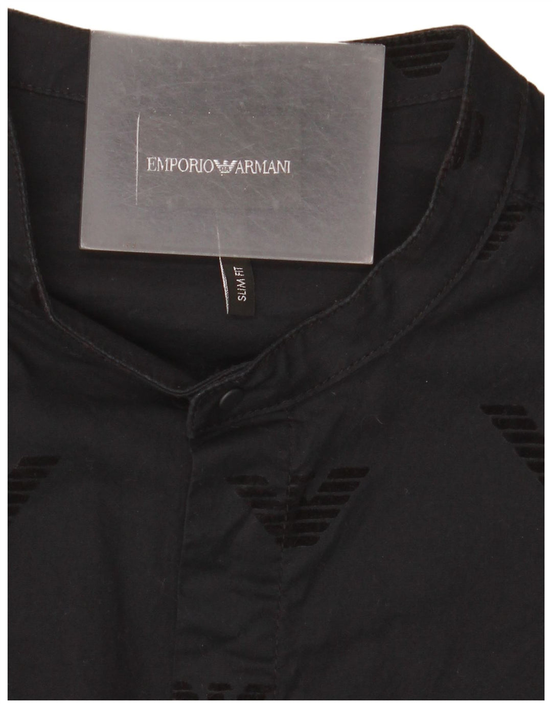Camicia grafica da uomo Emporio Armani grande in cotone nero